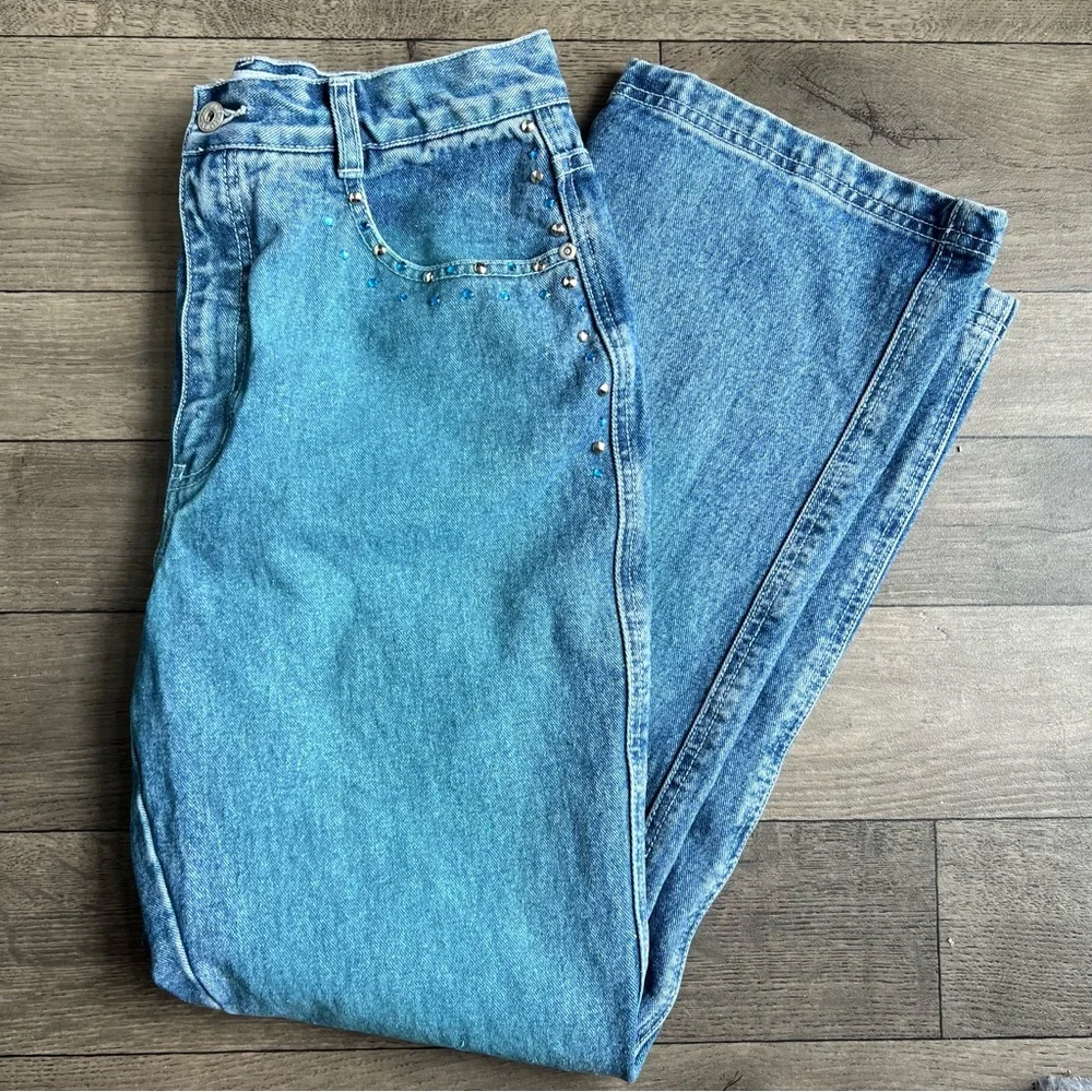 Vintage L.A. Blues Women's Studded Sparkly Blue Jeans - Picture 11 of 12